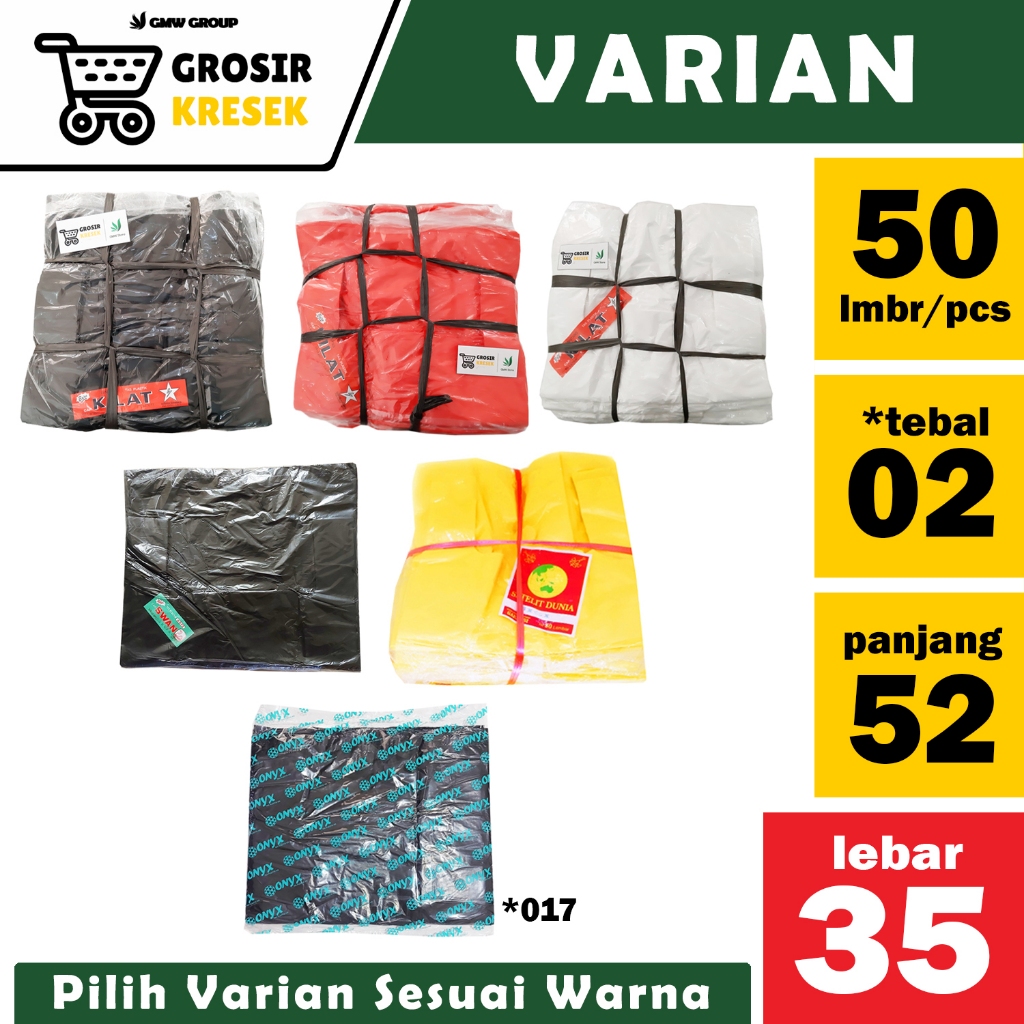 [Minimal 5] Kantong Plastik Bintang Kilat 35x52x02 isi 50 Lembar Warna Hitam Merah Putih Grosir Kres