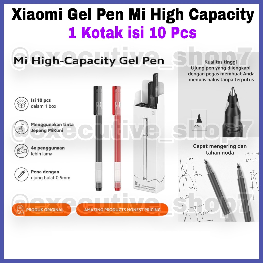 

Xiaomi Gel Pen Mi High Capacity - 1 Kotak isi 10 Pcs