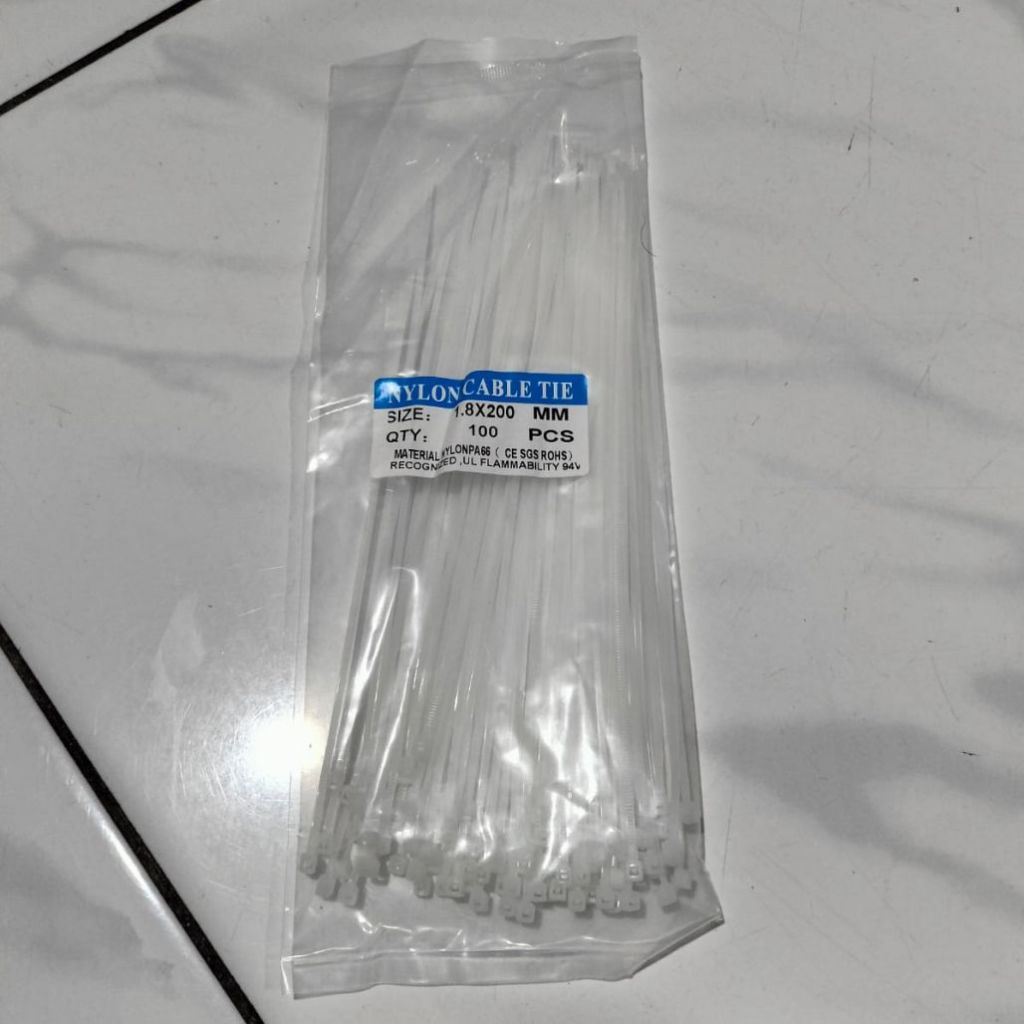 

Kabel Ties Nylon Mini 1.8 x 200 mm - Ikat Kabel Serbaguna Putih (Isi 100 pcs) Gratis Ongkir Xtra