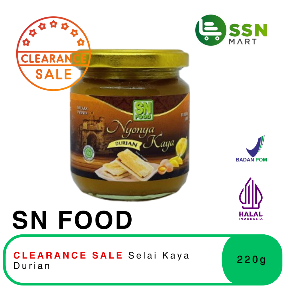 

CLEARANCE SALE SN Food Selai Kaya DURIAN K 220g
