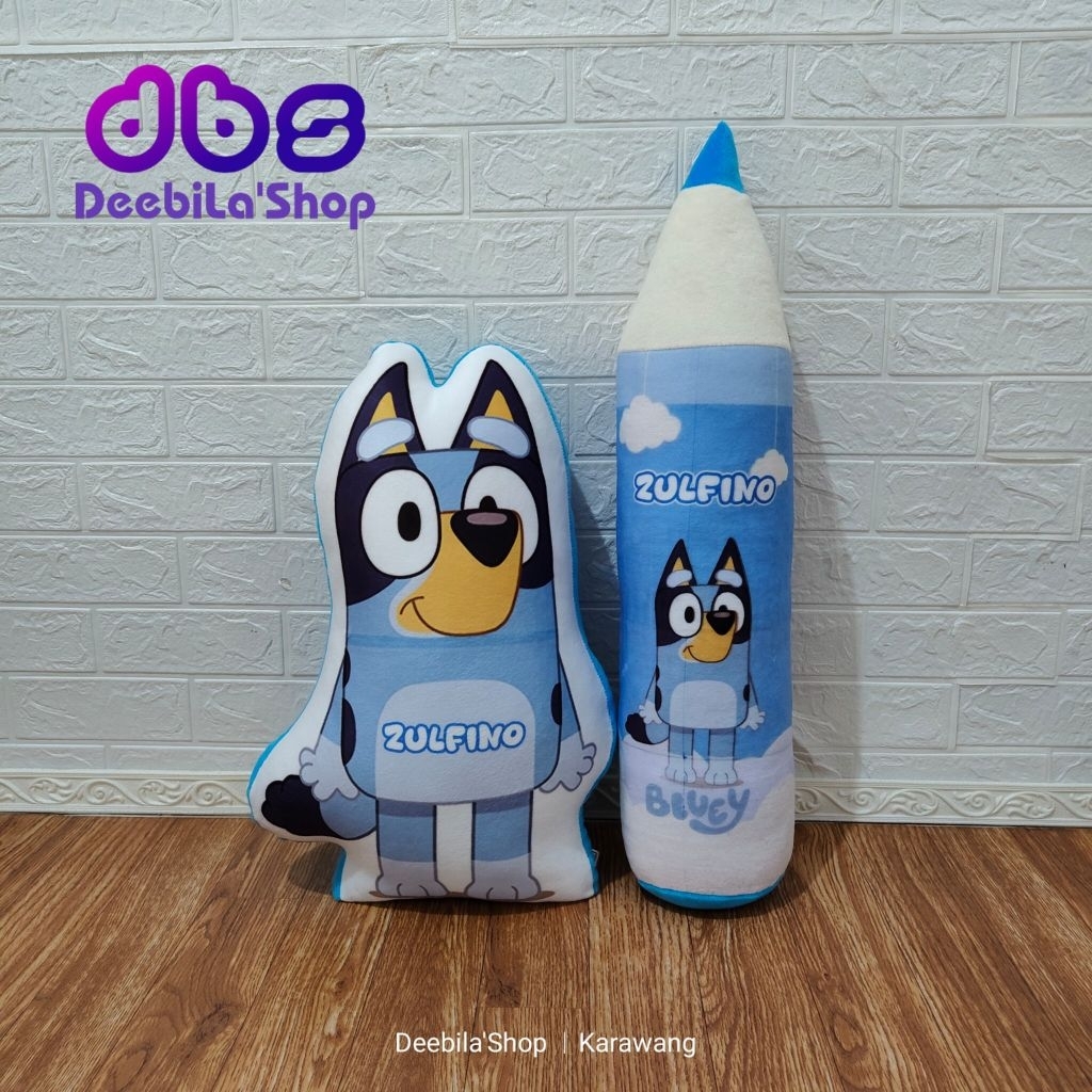 BONEKA BANTAL KARAKTER BLUEY FREE CUSTOM NAMA / BANTAL KARAKTER BLUEY PRINTING CUSTOM