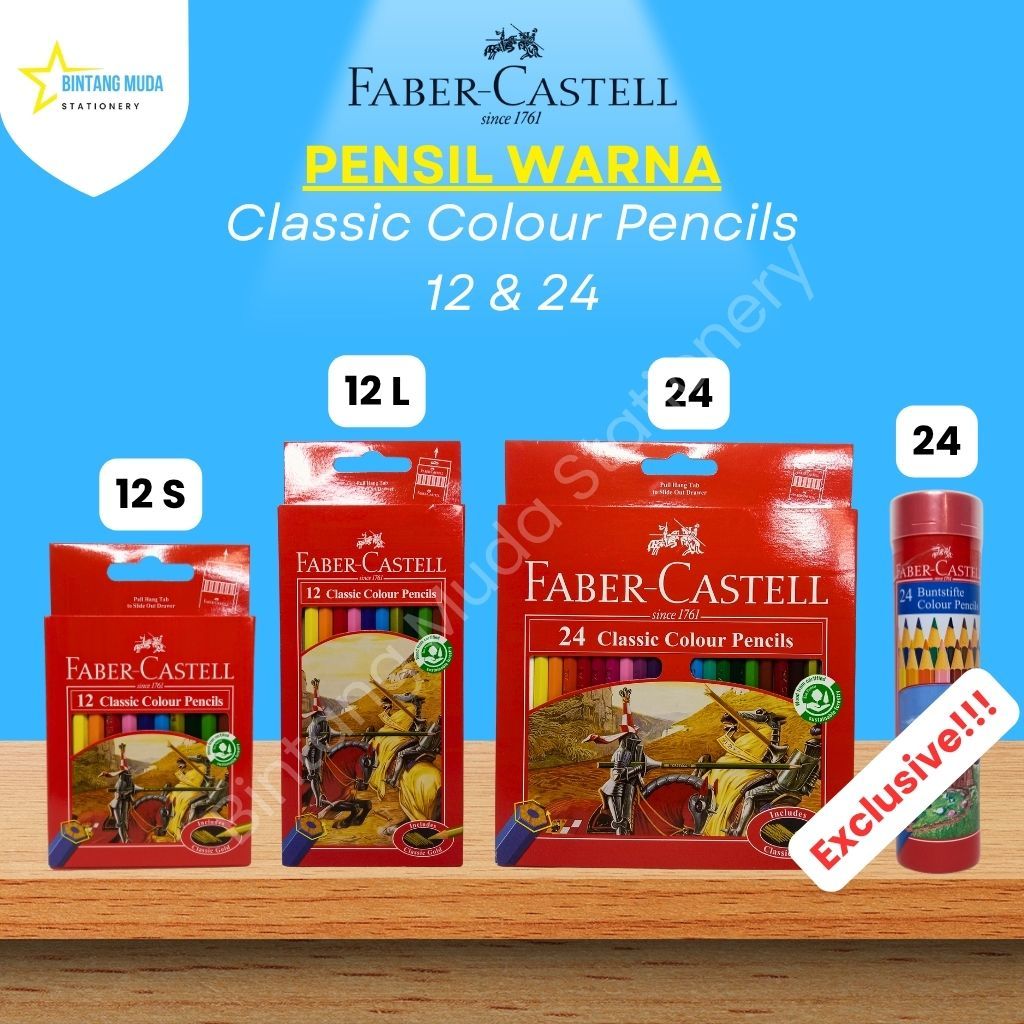 

Pensil Warna Faber-Castell 12 & 24 | 12 Pendek | 12 Panjang | 24 Kaleng | Pensil Warna | Pensil Warna Faber Castel | Classic Colour Pencils Faber-Castell