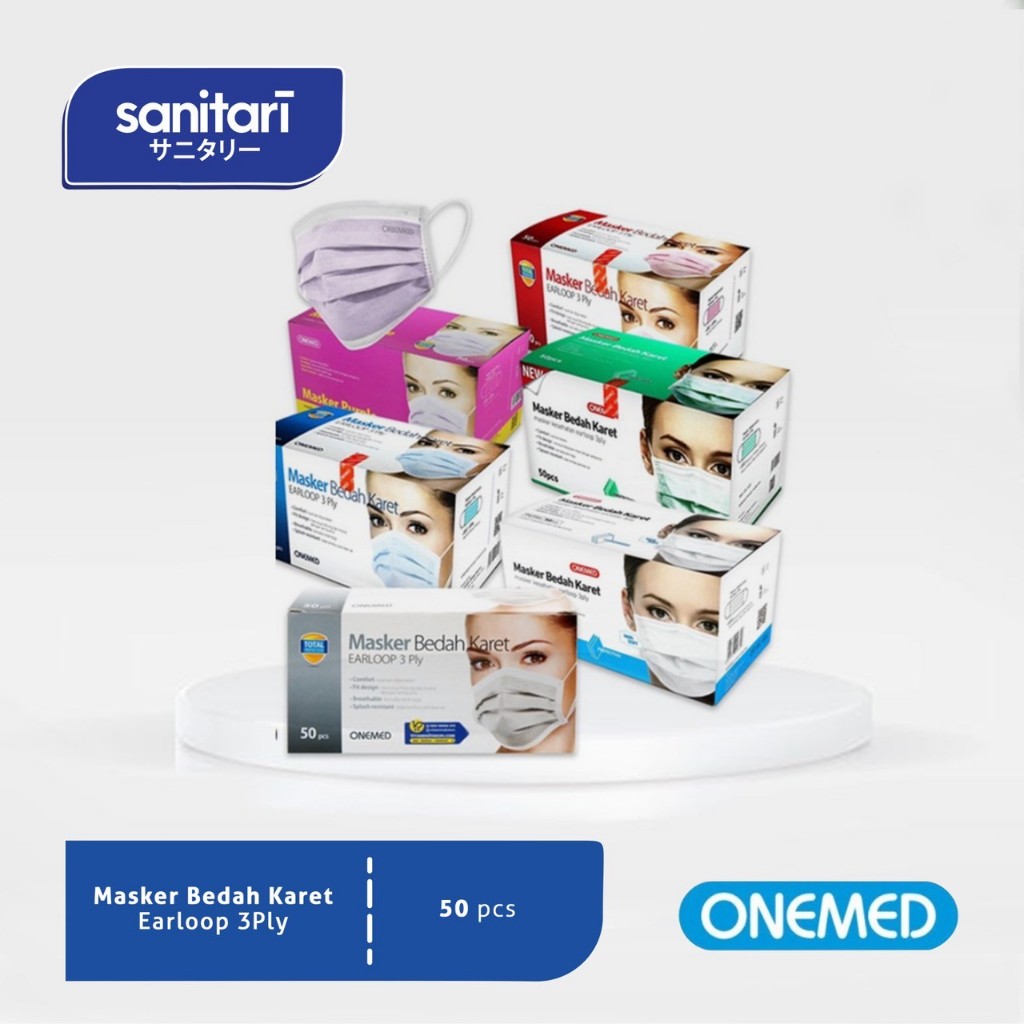 Earloop ONEMED Bedah Masker Earloop ONEMED Masker Bedah Karet 3ply isi 50s Masker Bedah Karet 3ply i
