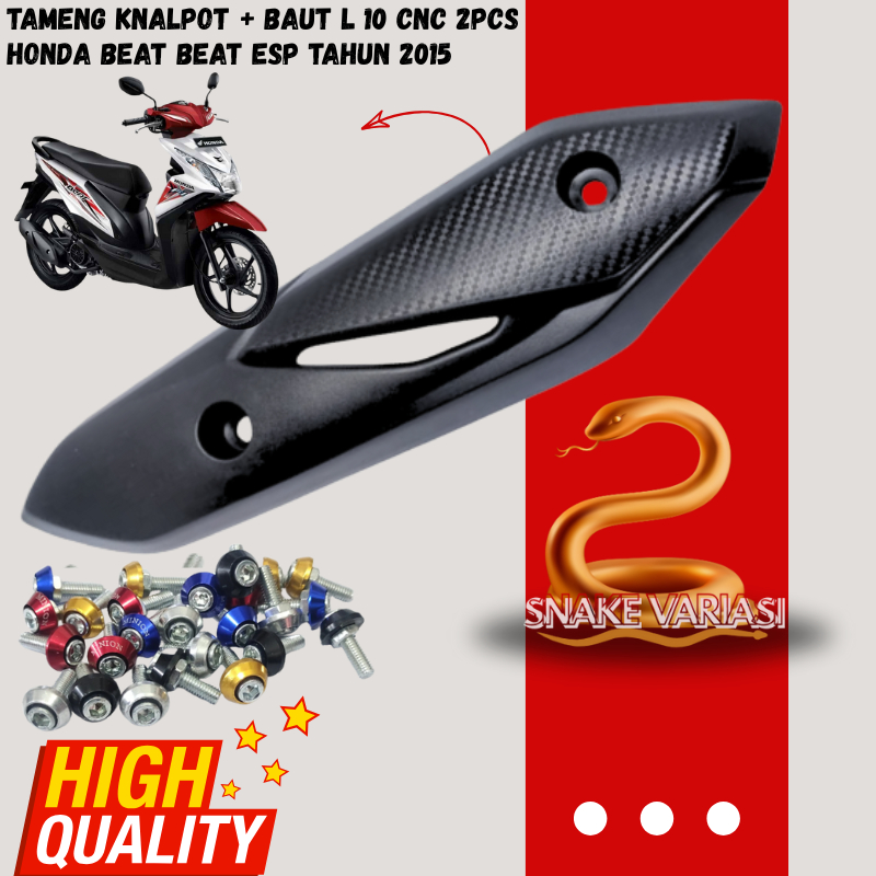 Cover Tameng Knalpot Honda Beat Esp Tahun 2015 + Baut CNC L10 – Pelindung Knalpot Beat Esp Stylish &
