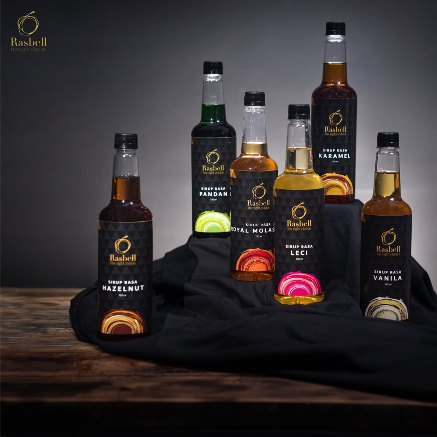 

Rasbell Syrup 750ml All Variant - Sirup Rasbell Caramel, Vanilla, Hazelnut, Lychee, Pandan, Strawberry, Rum/Royal Molasses