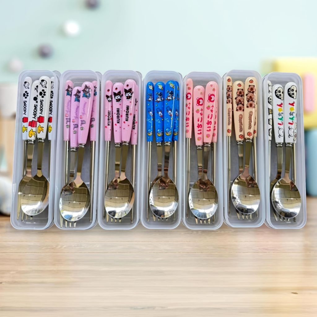 Sendok Set Anak Bermotif Sendok Anak Stainless Steel Karakter Peralatan Makan Set