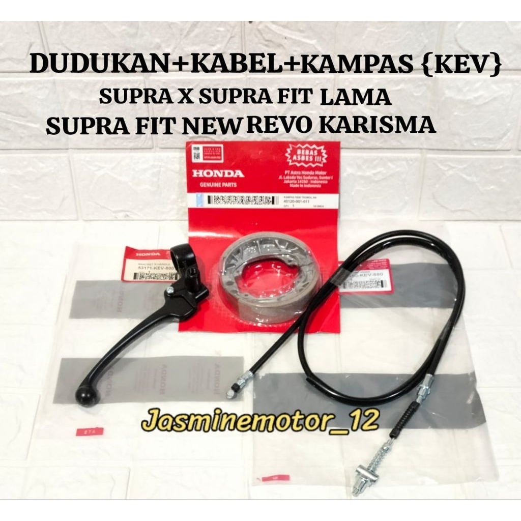 DUDUKAN HANDEL KANAN + KABEL REM + KAMPAS BELAKANG { KEV RH } HONDA  BRAKE SHOE { KODE N001  } SUPRA