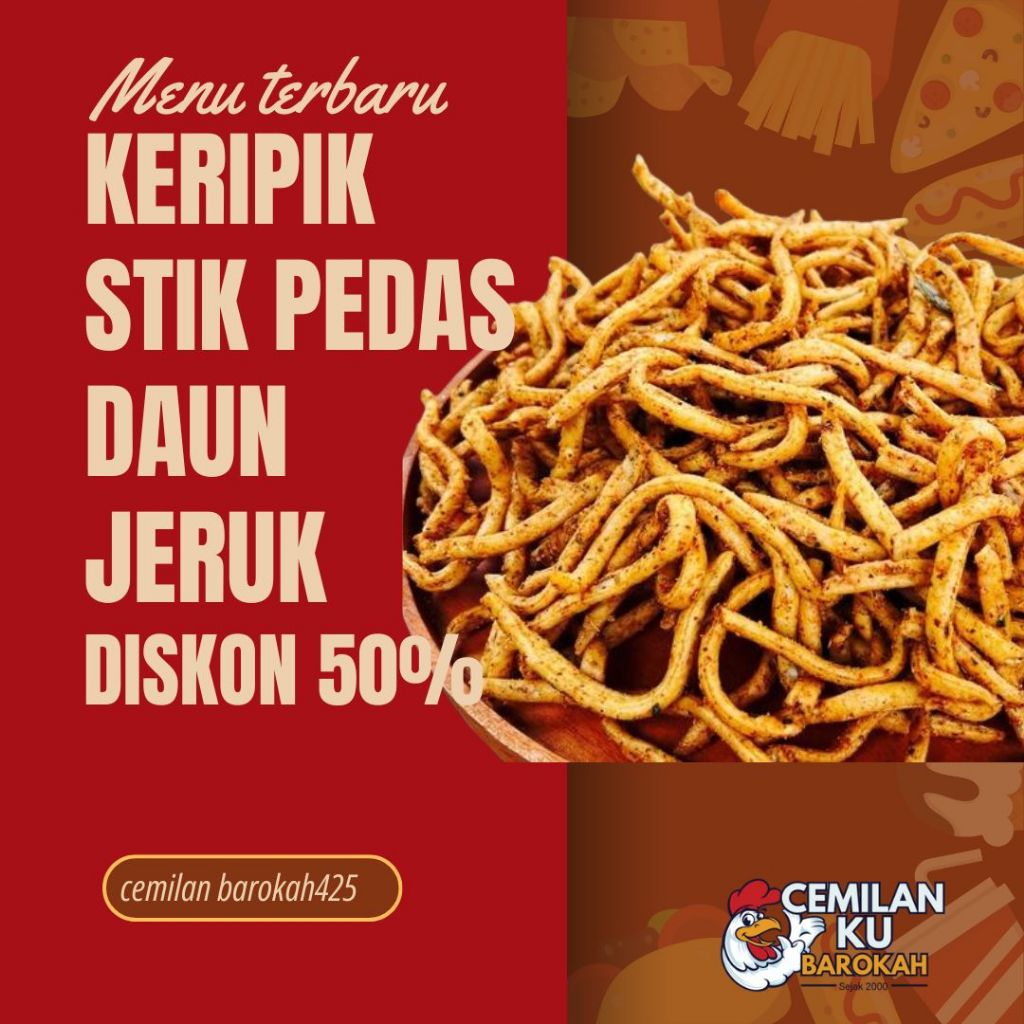 

Kripik Stik Pedas Daun Jeruk 100gr-1kg Kering Renyah Tanpa Bahan Pengawet