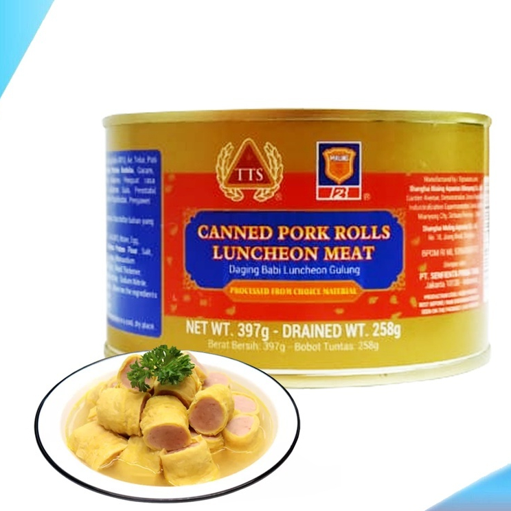 

TTS Canned Egg Rolls With Pork / Daging Ma Ling Ham Telur Gulung | Kemasan Kaleng397Gr