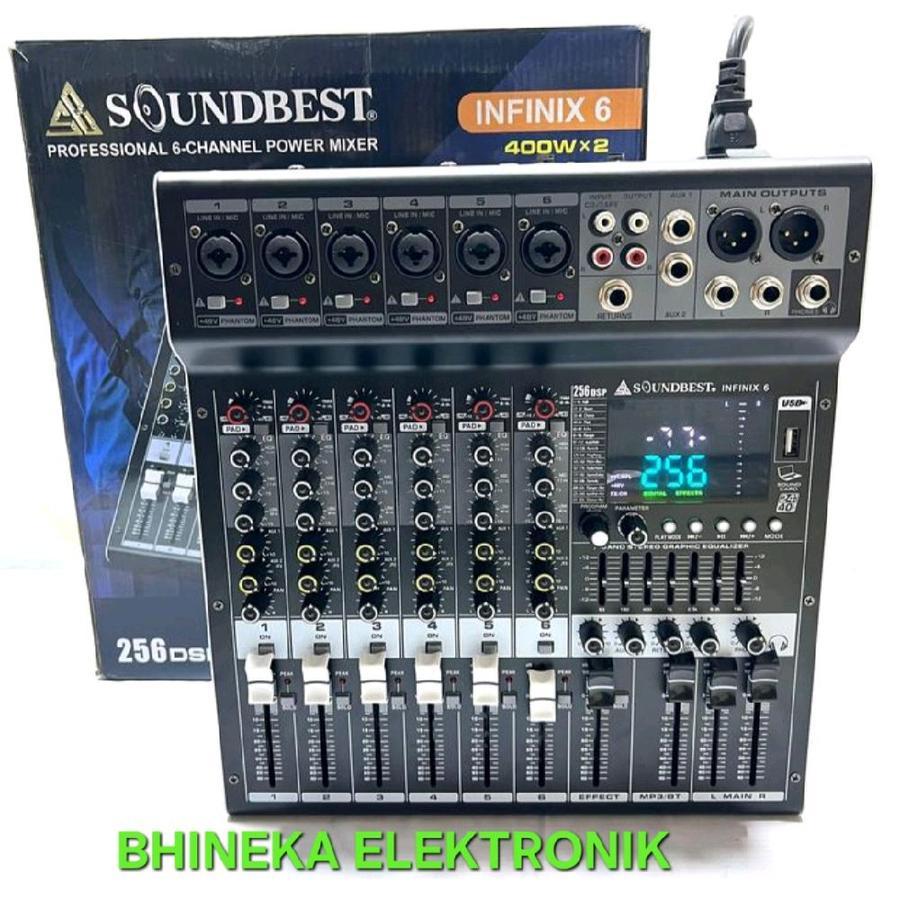 Power mixer soundbest Infinix 6 original usb bluetooth 6 channel infinix6