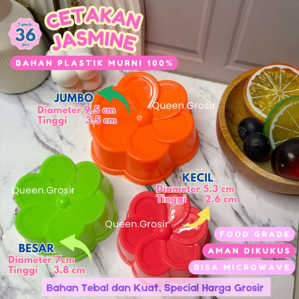 [12 PCS] CETAKAN KUE JASMINE KECIL BESAR JUMBO | CETAKAN KUE | CETAKAN AGAR | CETAKAN PUDING | CETAK