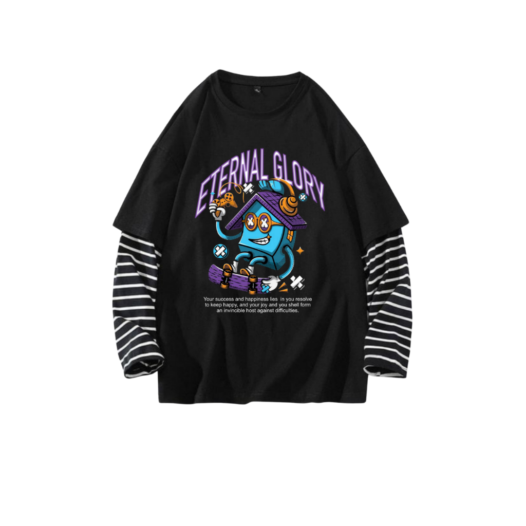 ETERNAL KAOS DISTRO PRIA WANITA LENGAN PANJANG UNISEX SALUR SKENA TERBARU