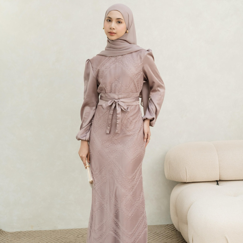 DRESS LACE - Padaka Attire - Satin Gamis Lebaran Elegan Polos Silk Cavali Bridesmaid Pesta Gaun Musl