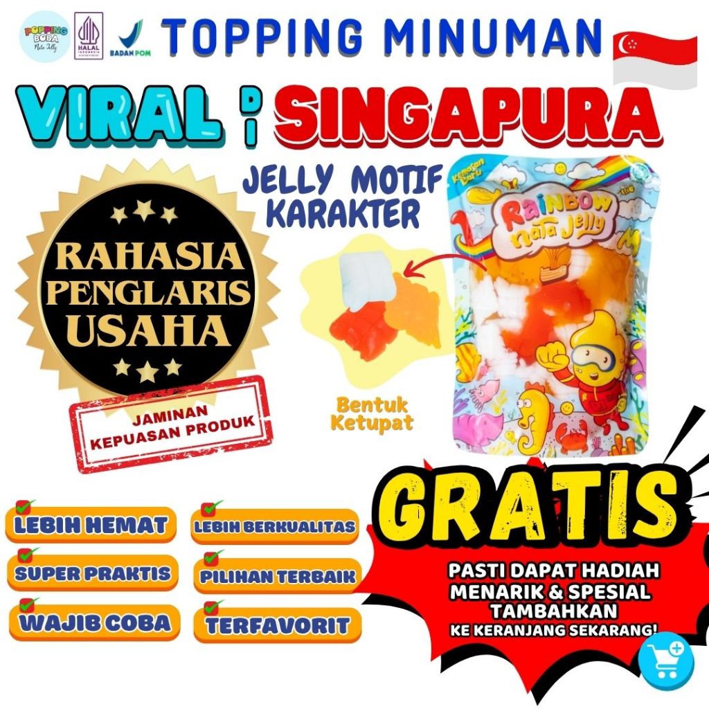 

Jelly Motif Karakter Topping Minuman - Jelly Bentuk Ketupat Cocok Untuk Semua Minuman | Popping Boba Meletus Pecah Dimulut Nata Jelly