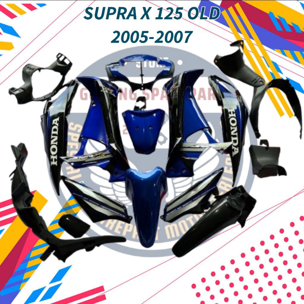 Full bodi supra x 125 Old biru 2005-2007, full bodi supra x 125 lama, Cover bodi supra x 125 old