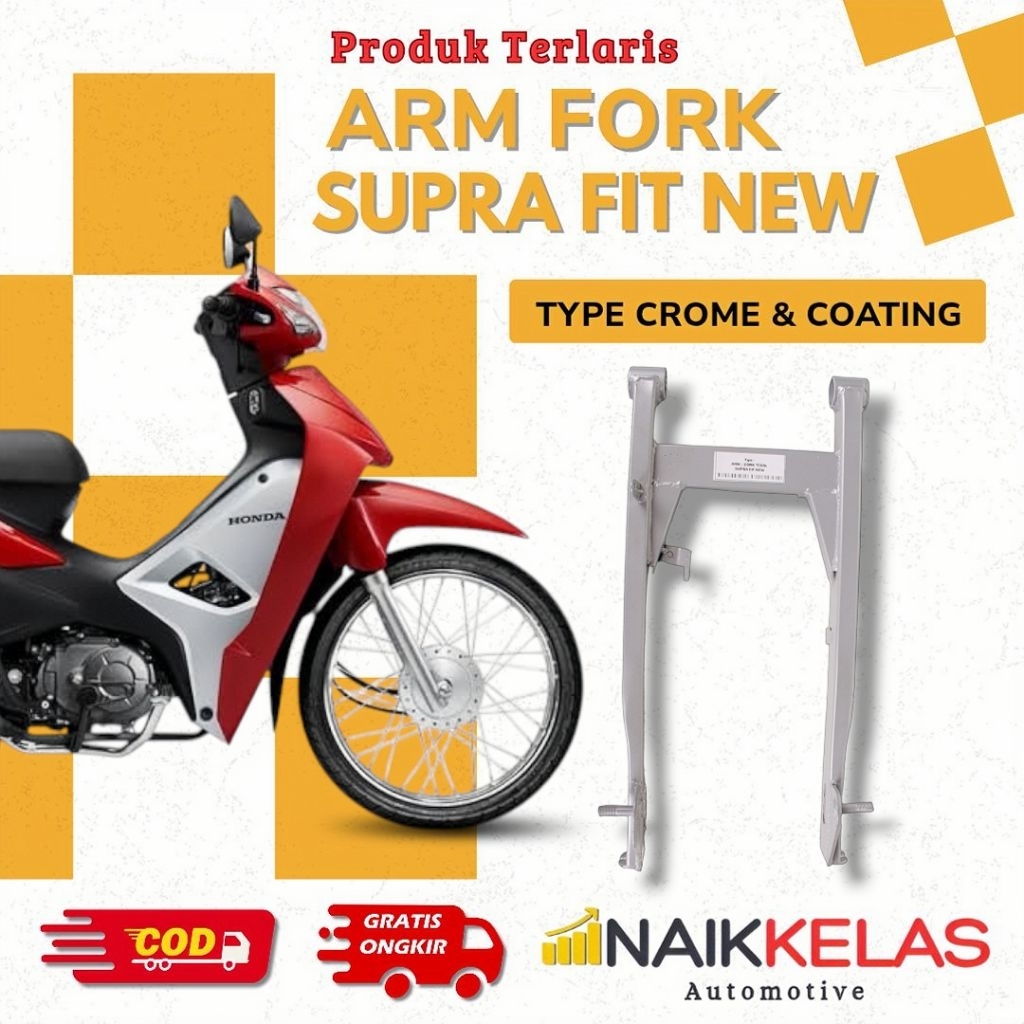 Swing Arm Fork Tebal SUPRA FIT NEW REVO LAMA SUPRA X 125 Presisi Besi Tebal Cat Coating Hitam Silver