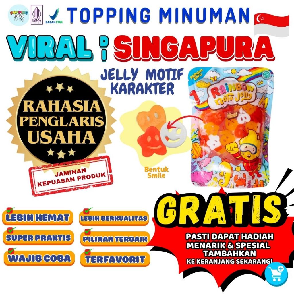 

Jelly Motif Karakter Topping Minuman - Jelly Bentuk Smile Cocok Untuk Semua Minuman | Popping Boba Meletus Pecah Dimulut Nata Jelly