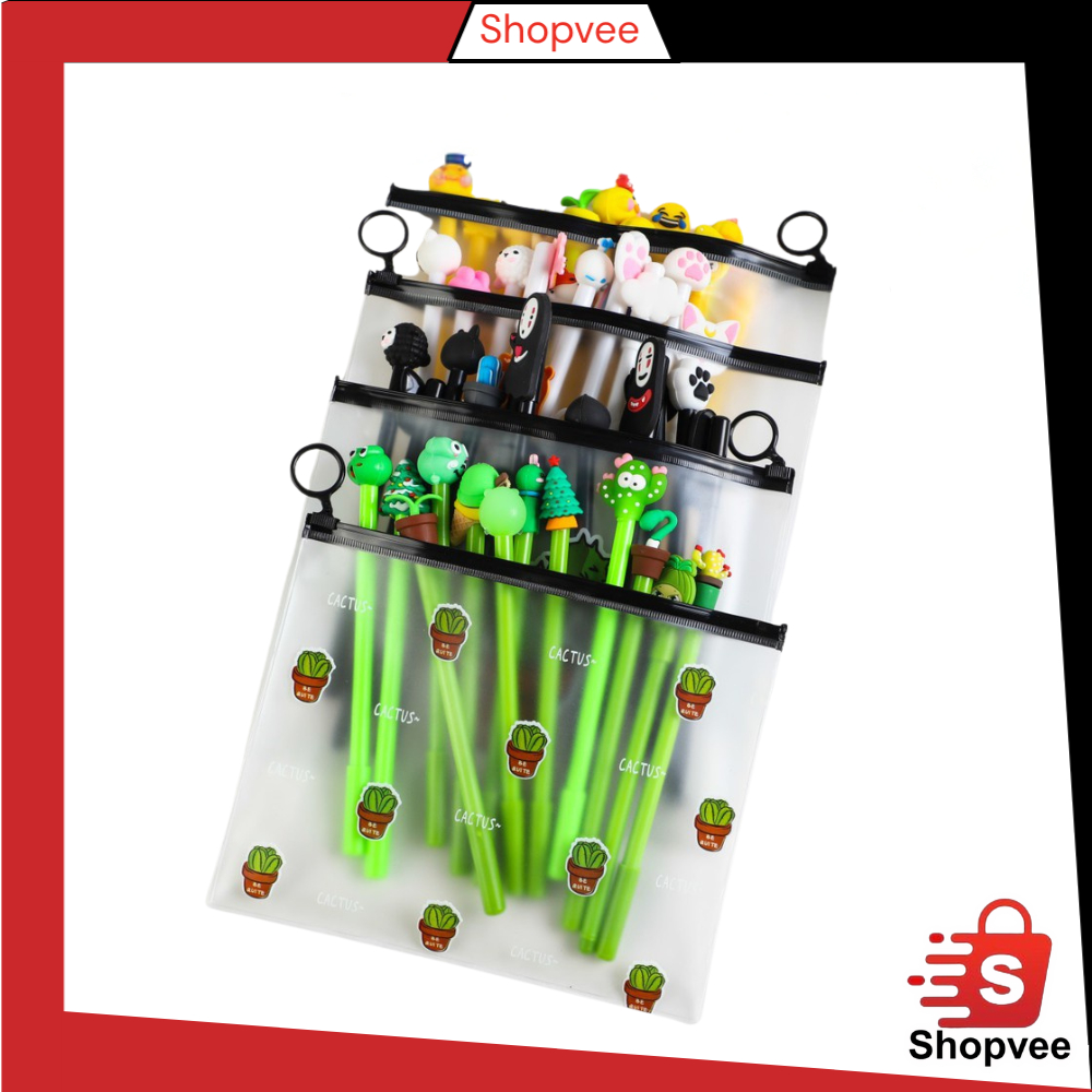 

Shopvee HL0078 Pena Karakter Set Pouch Isi 20 Pcs Tempat Pensil Transparan Zipper Bag Y1072
