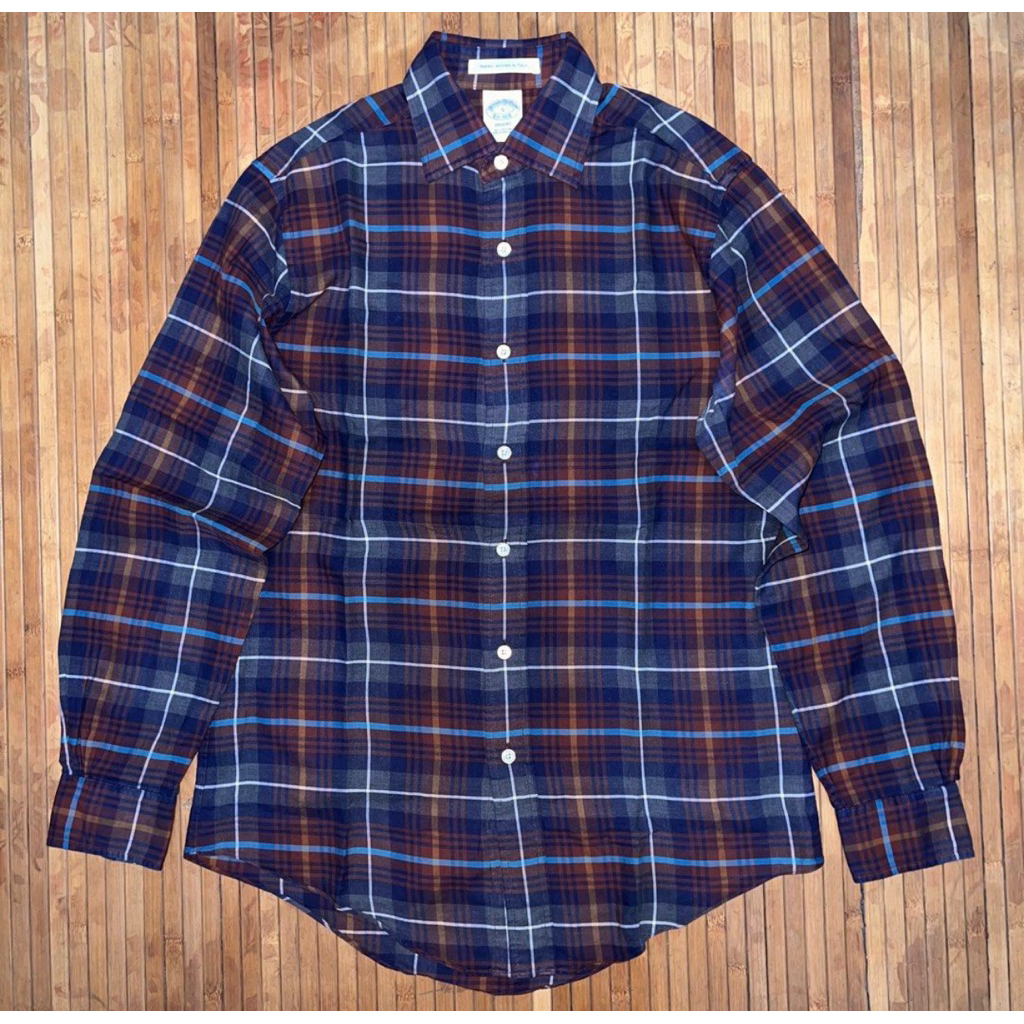 BROOKS & BROTHER WOVEN FABRIC PLAID LONG SLEEVE SHIRT