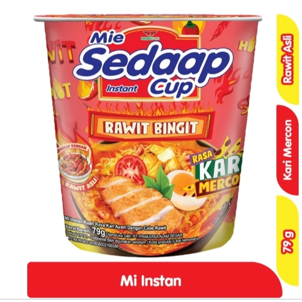 

Sedaap Mi Instant Cup Rawit Bingot Kari Mercon 79 g