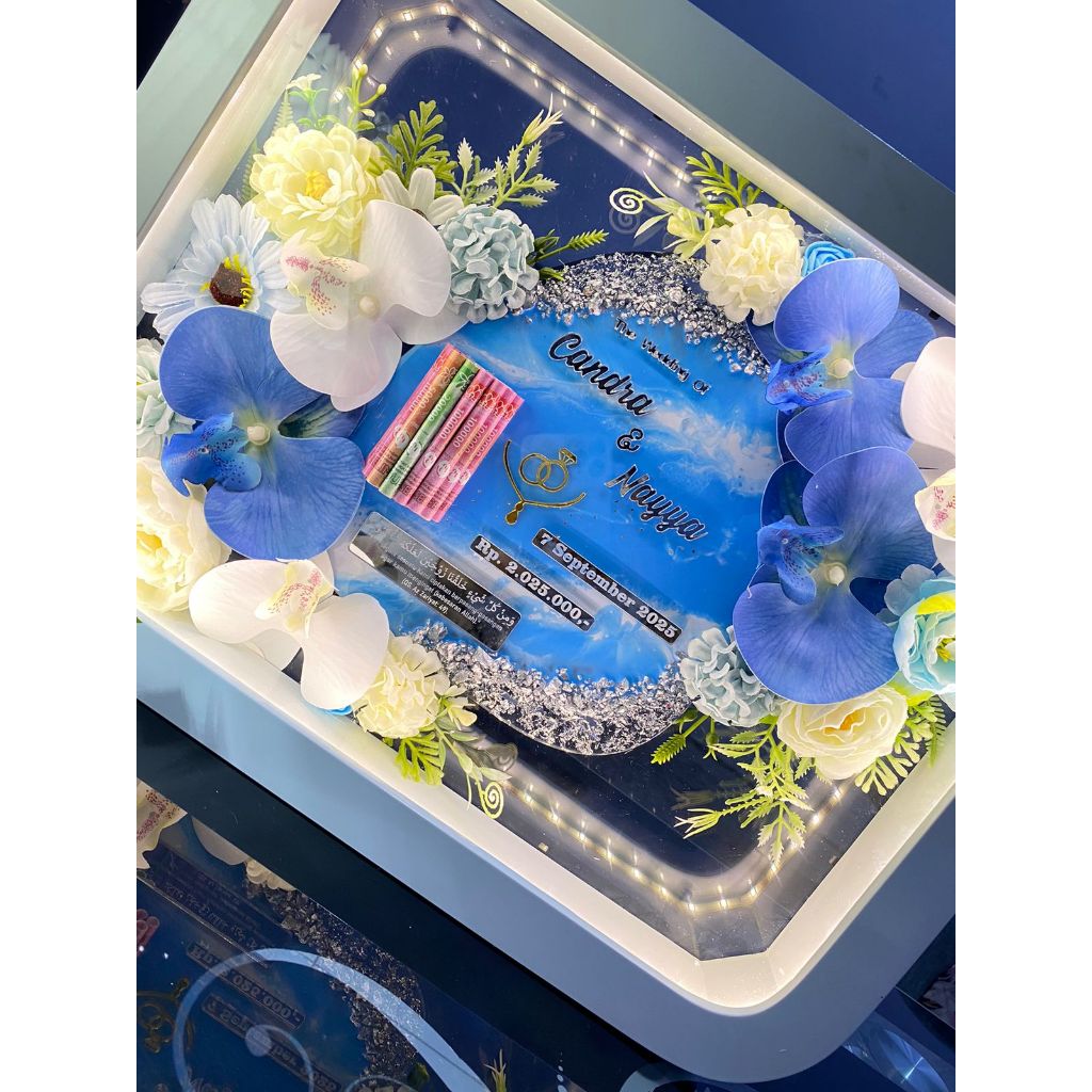 1 HARI JADI Mahar Pernikahan Resin mahar resin mahar unik ukuran 30x40 cm bingkai lengkung oval