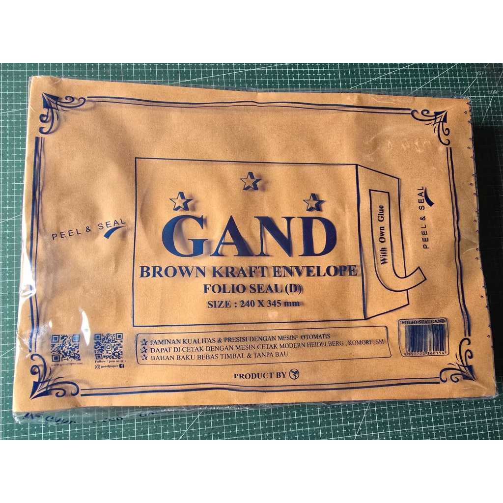 

Amplop Coklat Folio F4 / Kabinet Seal 90 gsm 50 lembar Gand