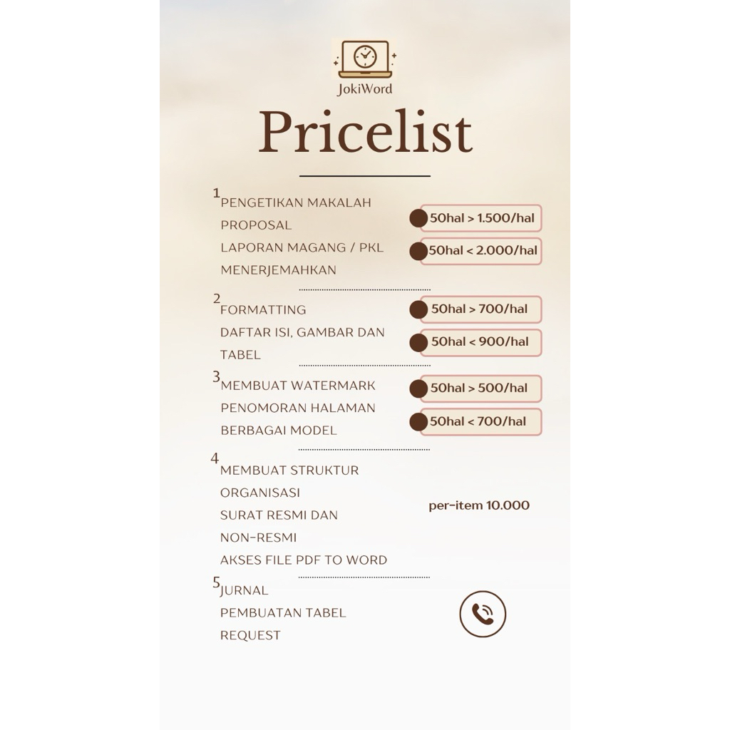 

Joki Tugas Selesai Dalam Hitungan Jam - Ketik Makalah,Word PDF ke Word, Jurnal, Laporan, Surat, Formatting, Dan lain sebagainya