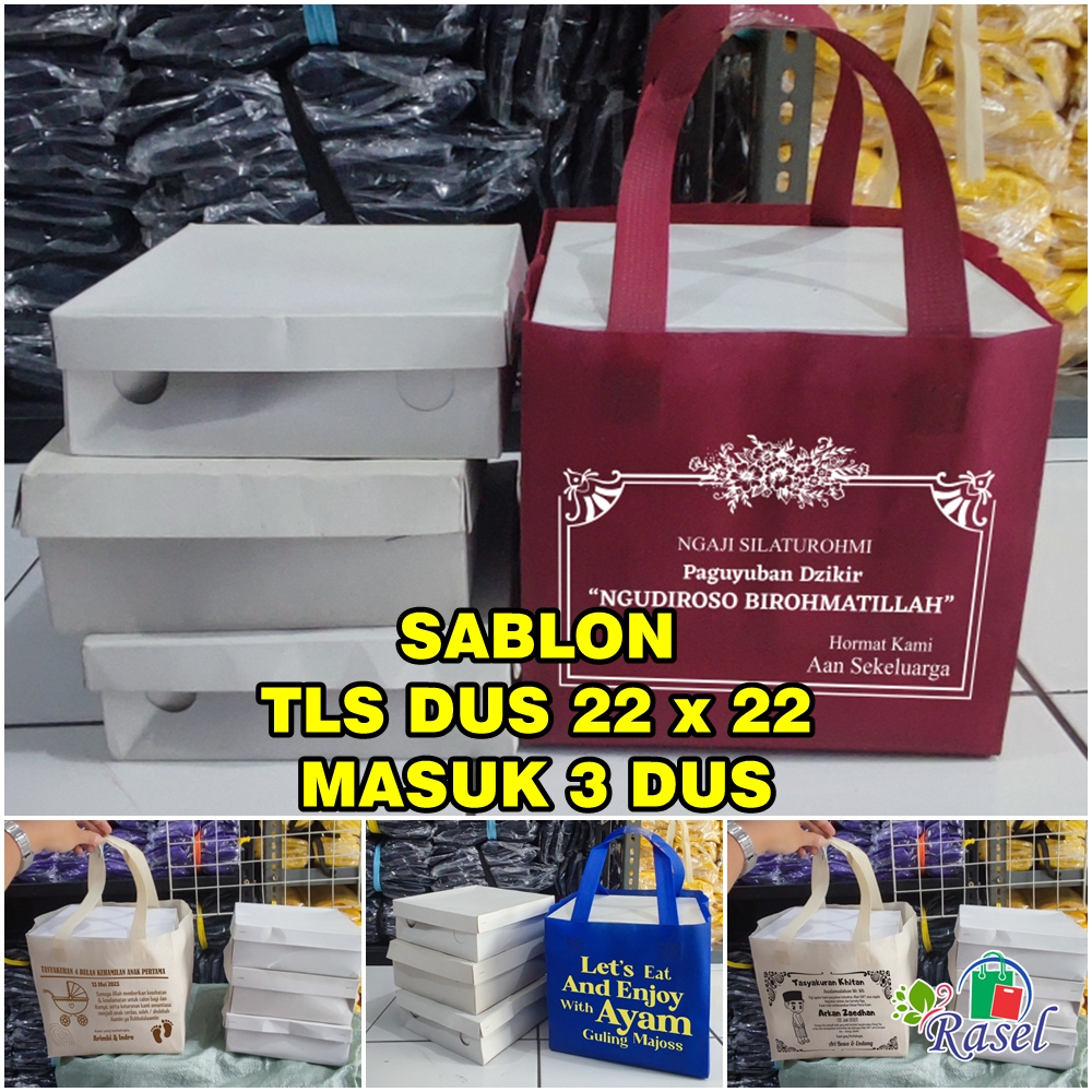 

SABLON TLS dus 22x22 box nasi kotak kue goodie bag 23x23x22 cm goody tas spunbond polos murah