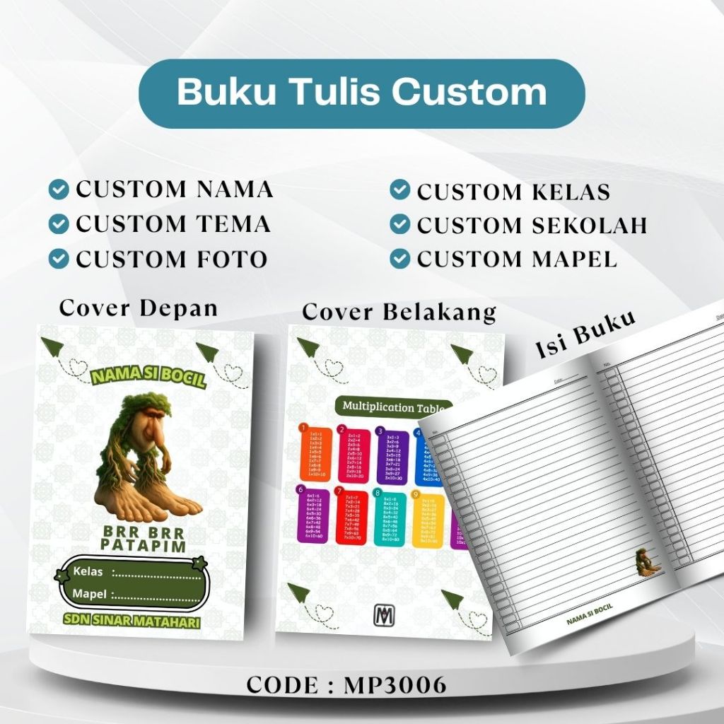 

Buku Tulis Motif Anomali. Custom Foto, Nama, Kelas & Sekolah