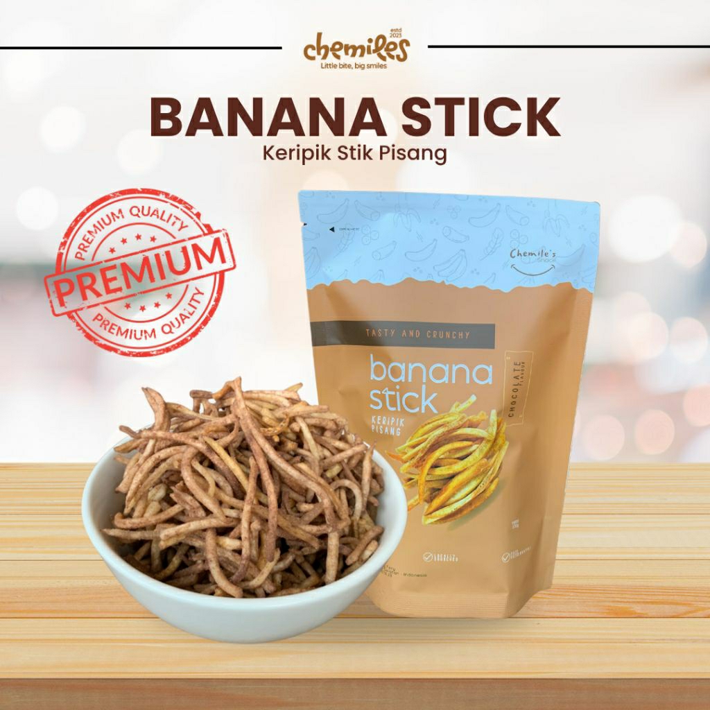 

Keripik Pisang Keripik Buah CHEMILES BANANA STICK CHOCOLATE / STIK PISANG 100g