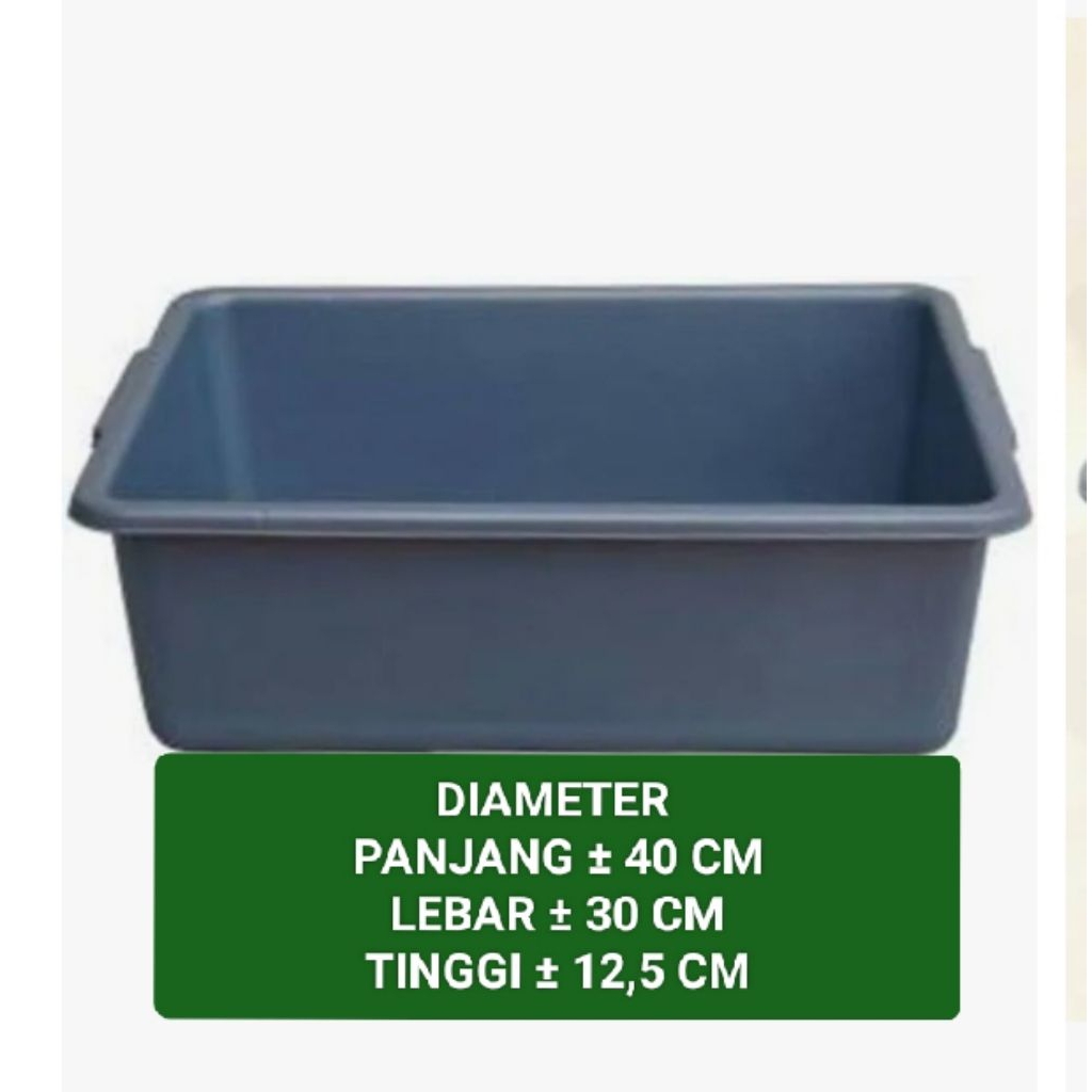 Baskom plastik kotak /baskom segi diameter p: 40 cm l:30 cm t:12,5 cm