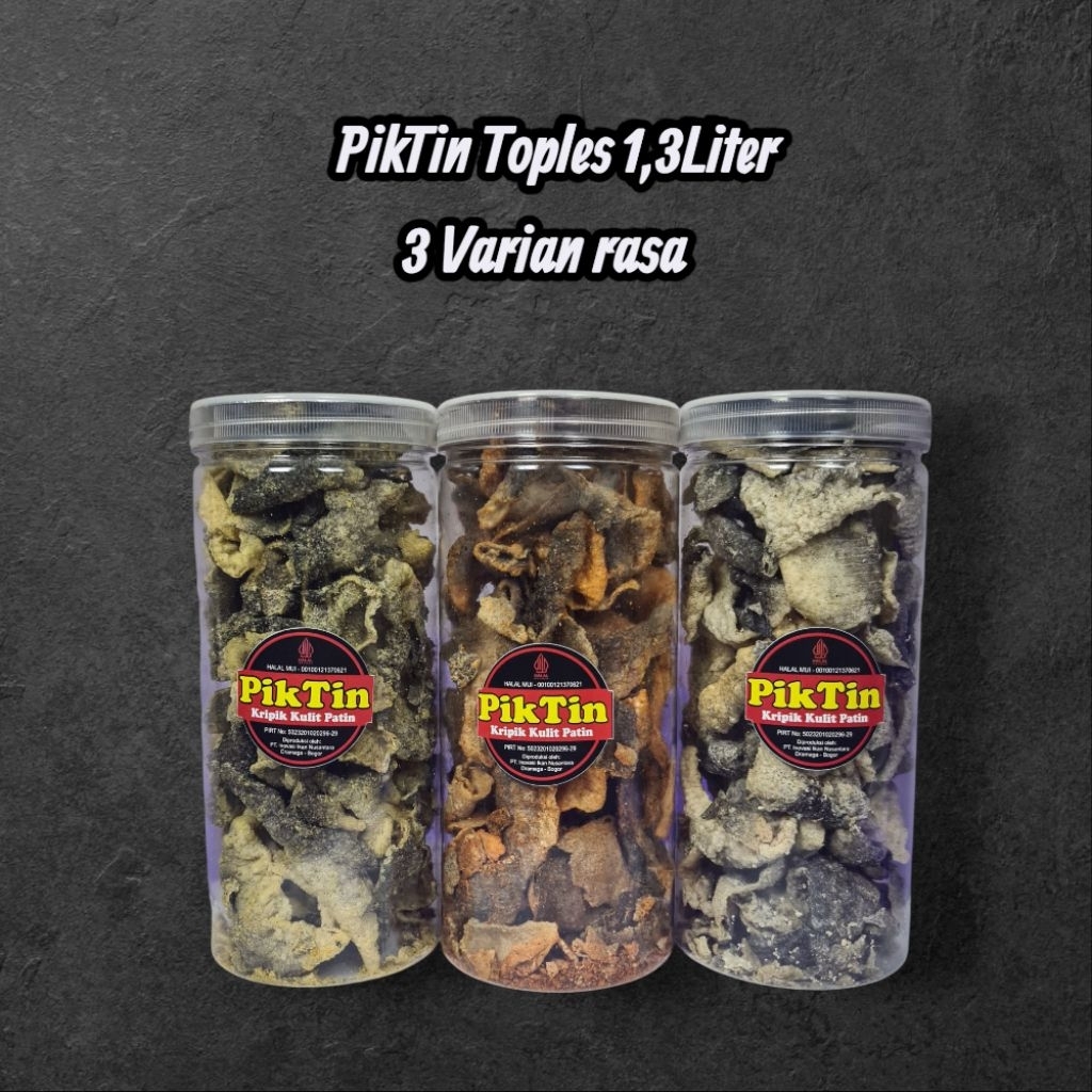 

Piktin Keripik kulit ikan patin gurih renyah berkualitas ukuran toples 1,3Liter
