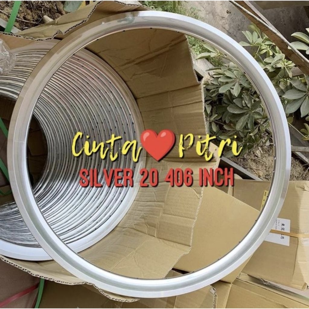 RIMS KINKIN 20 406 SEPEDA LIPAT 20 MURNI SILVEROCK VELG