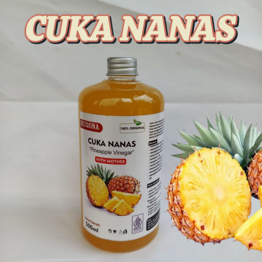 

cuka nanas 500ml - cuka nanas RIZQUNA - cuka nanas murni - cuka nanas untuk keseh4t4n