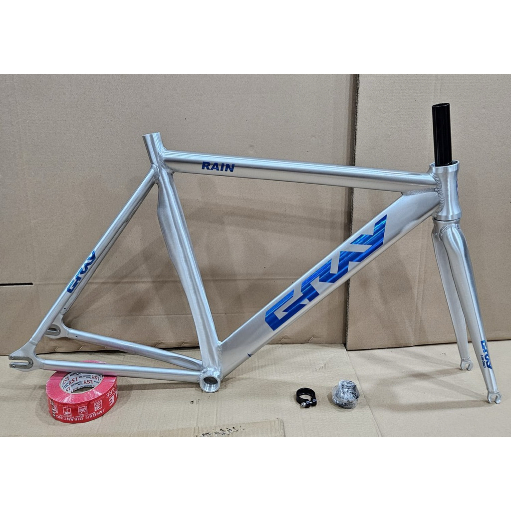 Frameset Sepeda Fixie GRAY Rain Bahan Alloy Warna Silver-Biru
