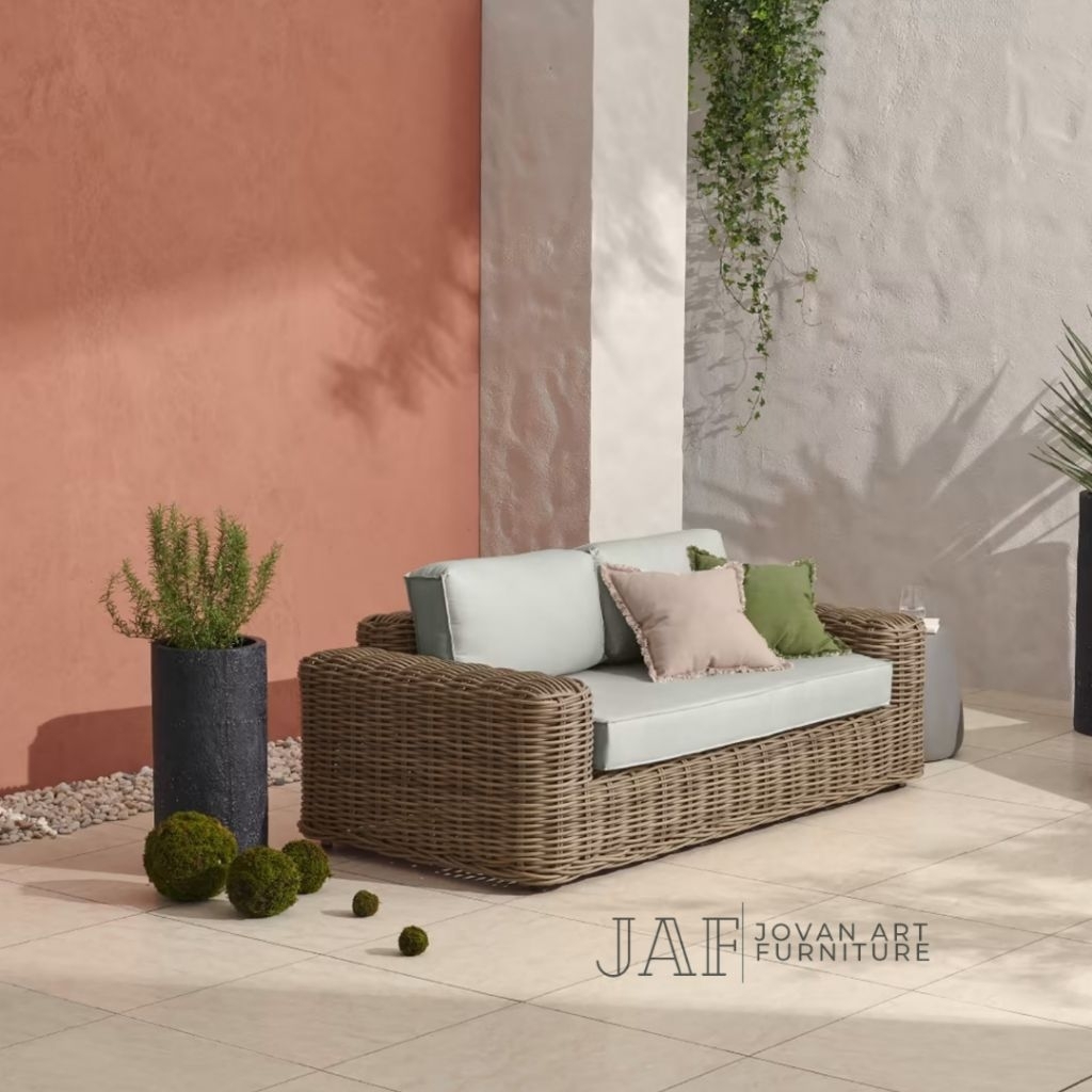 Sofa Tamu Outdoor Rotan Sintetis 2 Seater - Jovan Art Furniture