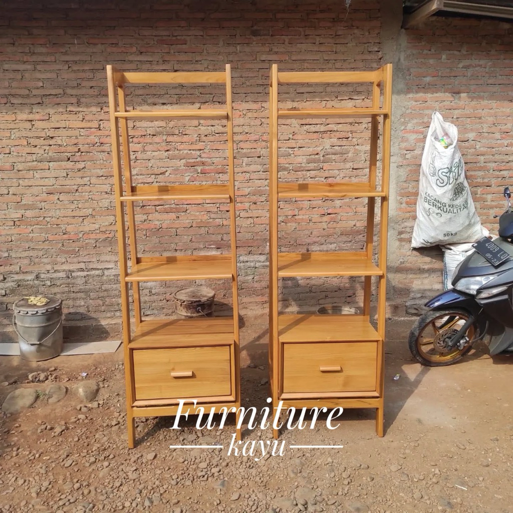 Rak buku serbaguna kayu jati, Rak buku kayu jati, rak susun kayu jati