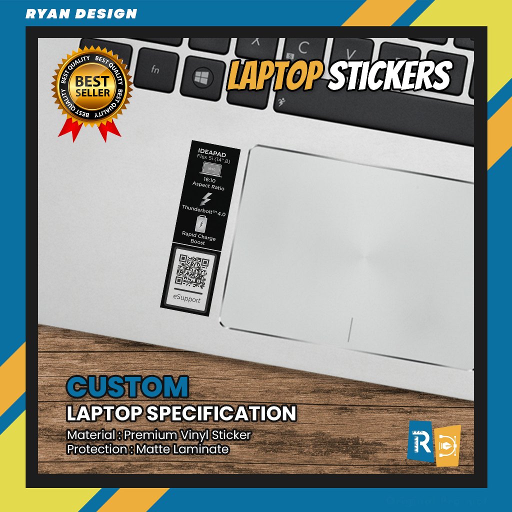 Stiker Logo Laptop Lenovo Ideapad Flex 5i Stiker Spesifikasi Fitur Laptop (Unofficial)