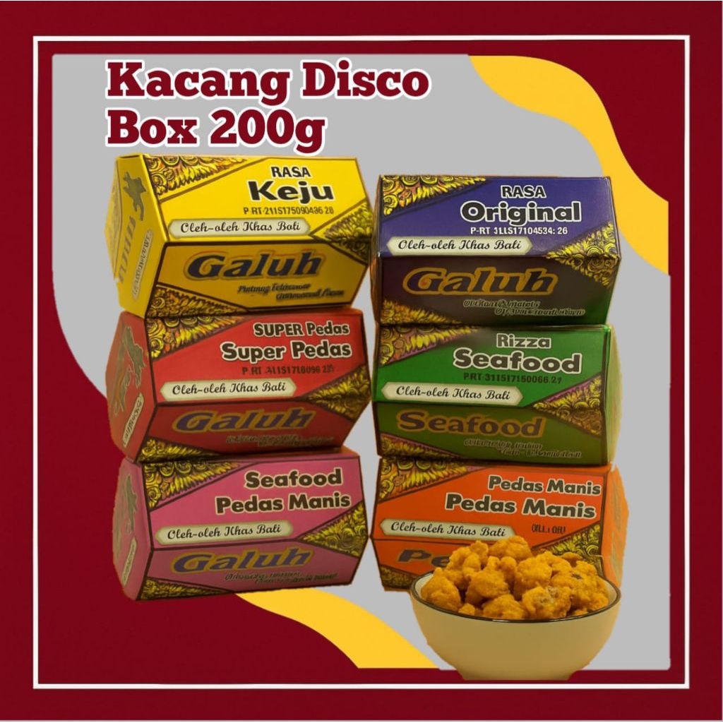 

Cemilan Kacang Disco Galuh Box 200g – Oleh Oleh Khas Bali, Rasa Pedas Manis, Renyah Halal & Gurih