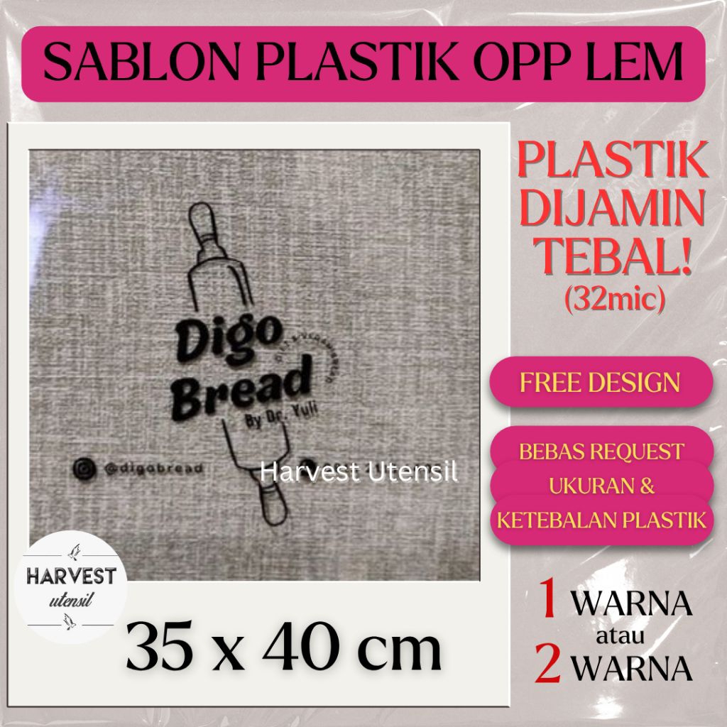 

Sablon Plastik OPP Lem 35x40 Olshop Baju Kemeja Celana Roti Makanan Aksesoris Tebal