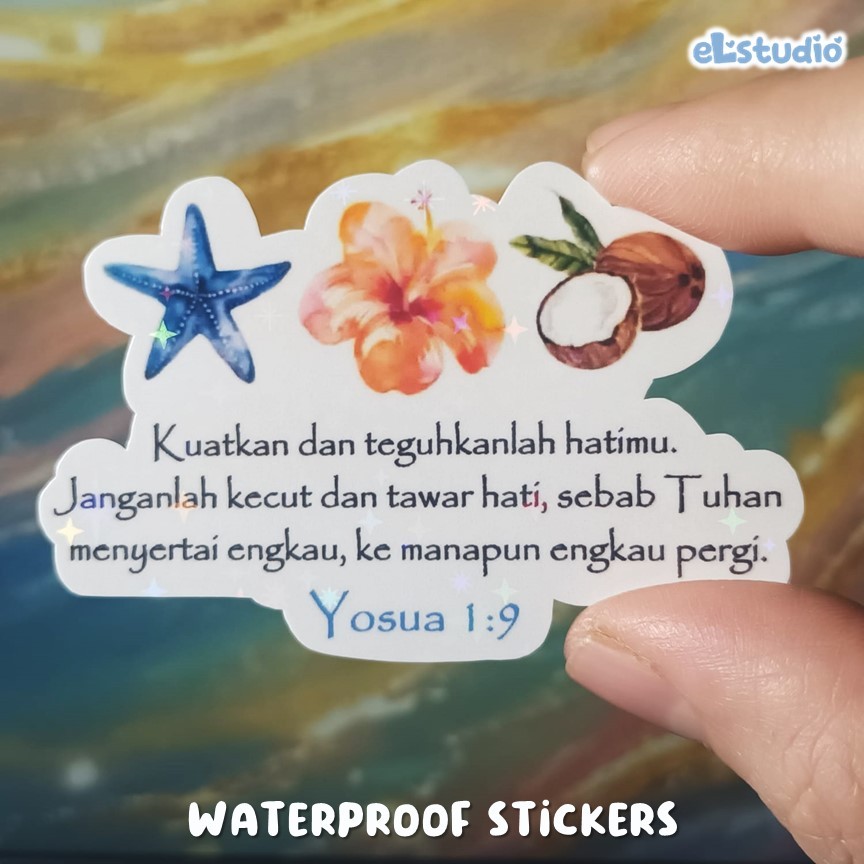 

Yosua 1:9 Kuatkan Teguhkan Tuhan Menyertai Vinyl Glitter Sticker Gospel Waterproof - ELSTUDIO Sticker VINYL Laptop tahan air