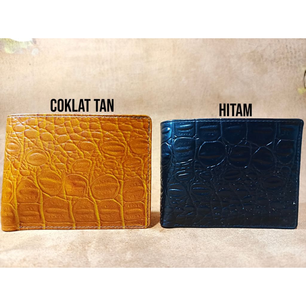 Dompet Lipat Pria Asli Kulit Motif Buaya Croco Original