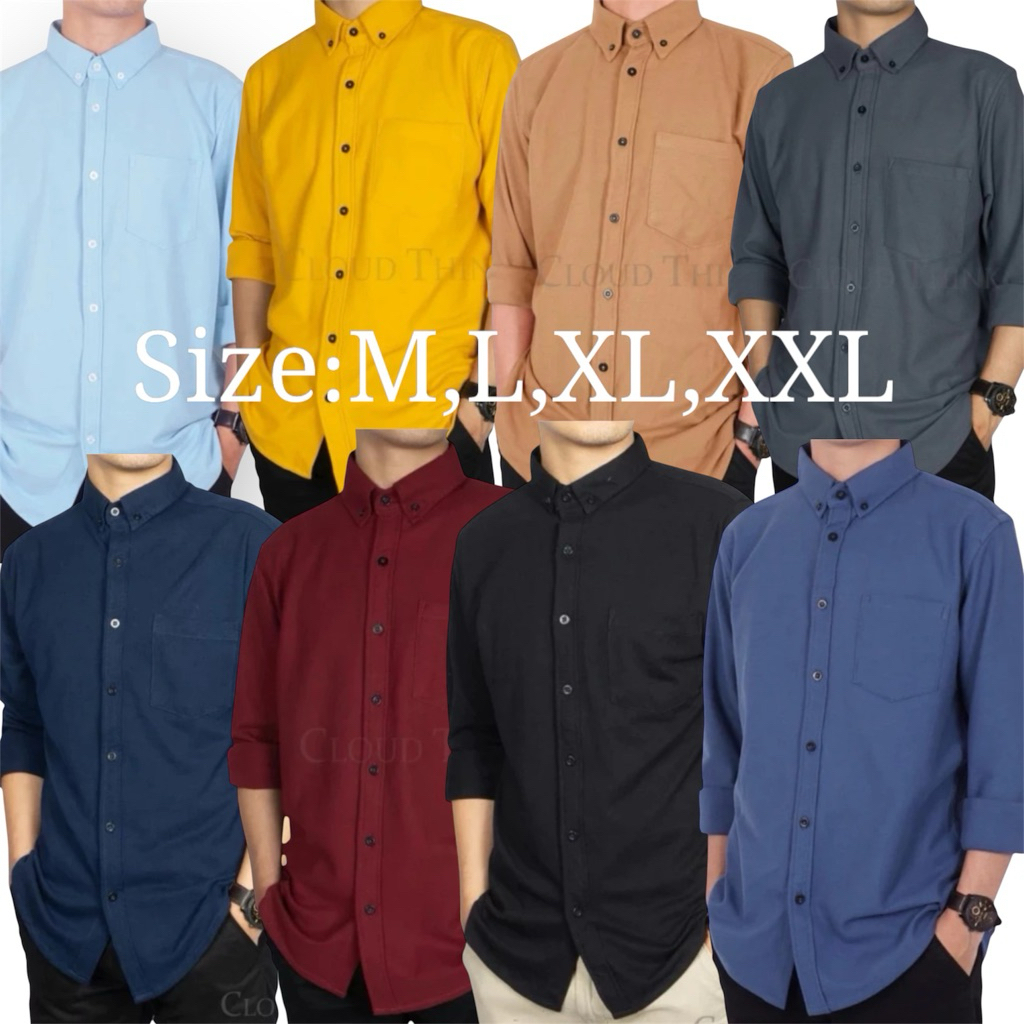 Kemeja pria / Kemeja Pria Polos Slimfit Dewasa Lengan Panjang Size M Sampai XXXL