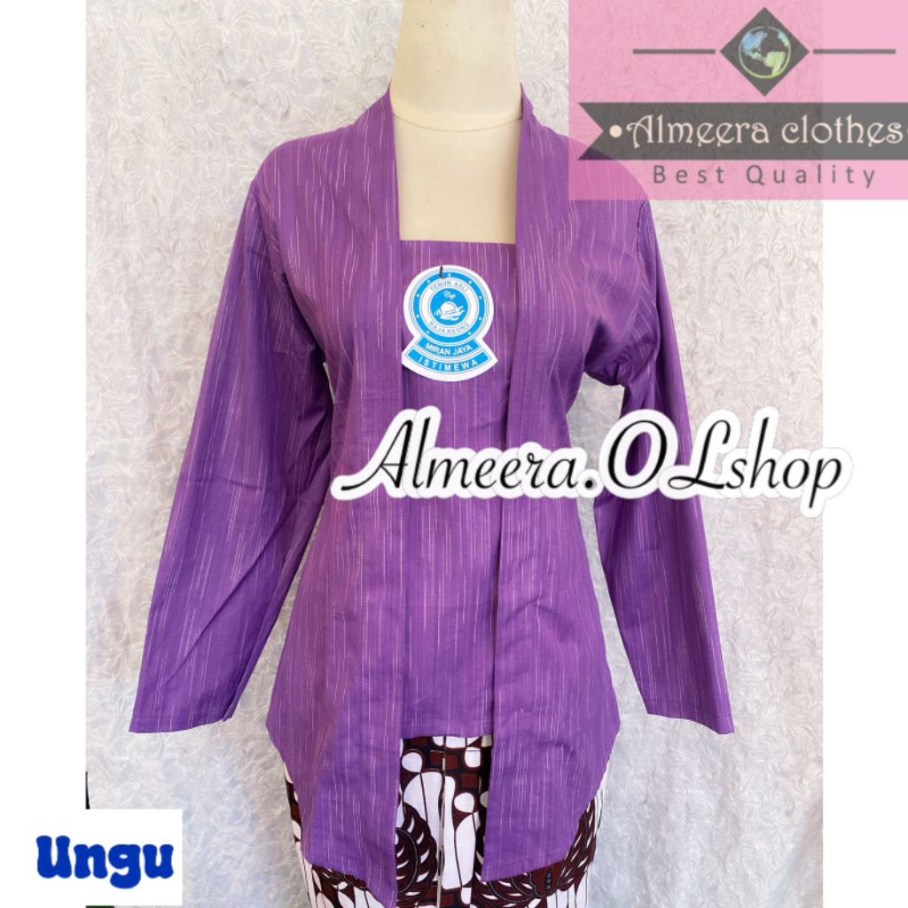 kebaya lurik motif hujan gerimis warna ungu
