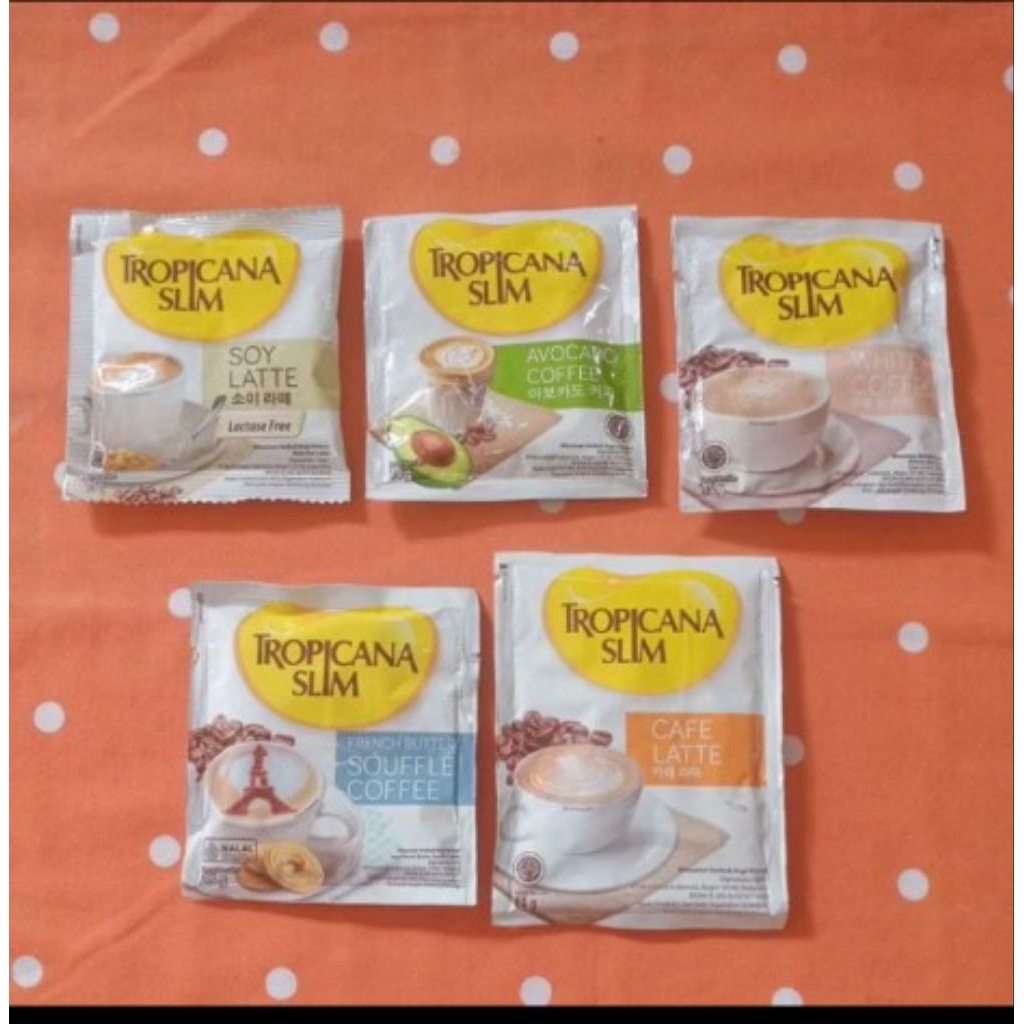 

Tropicana Slim white coffee, orange cocoa, salted caramel, avocado, ECERAN Exp.2026