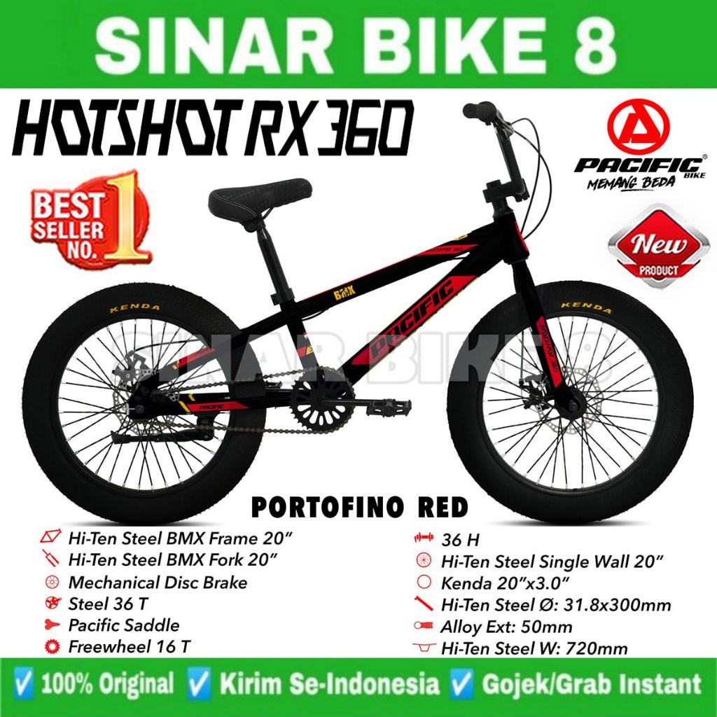 Sepeda Anak Laki BMX PACIFIC HOTSHOT RX 360 Ukuran 20 Inch Rem Cakram Ban Jumbo