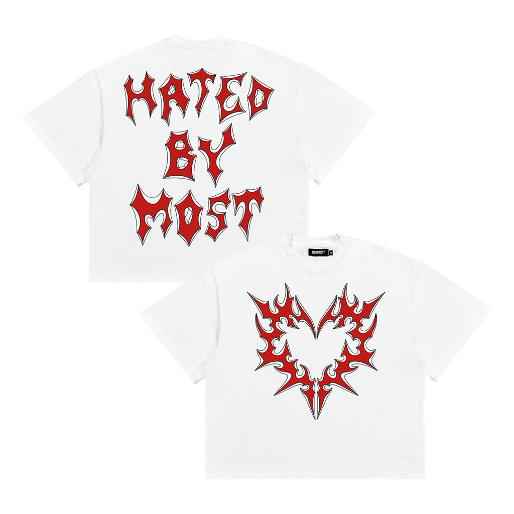 HRX | Kaos T-Shirt Boxy Fit Heavyweight 16s ‘RED HEART’ / Boxy Oversize
