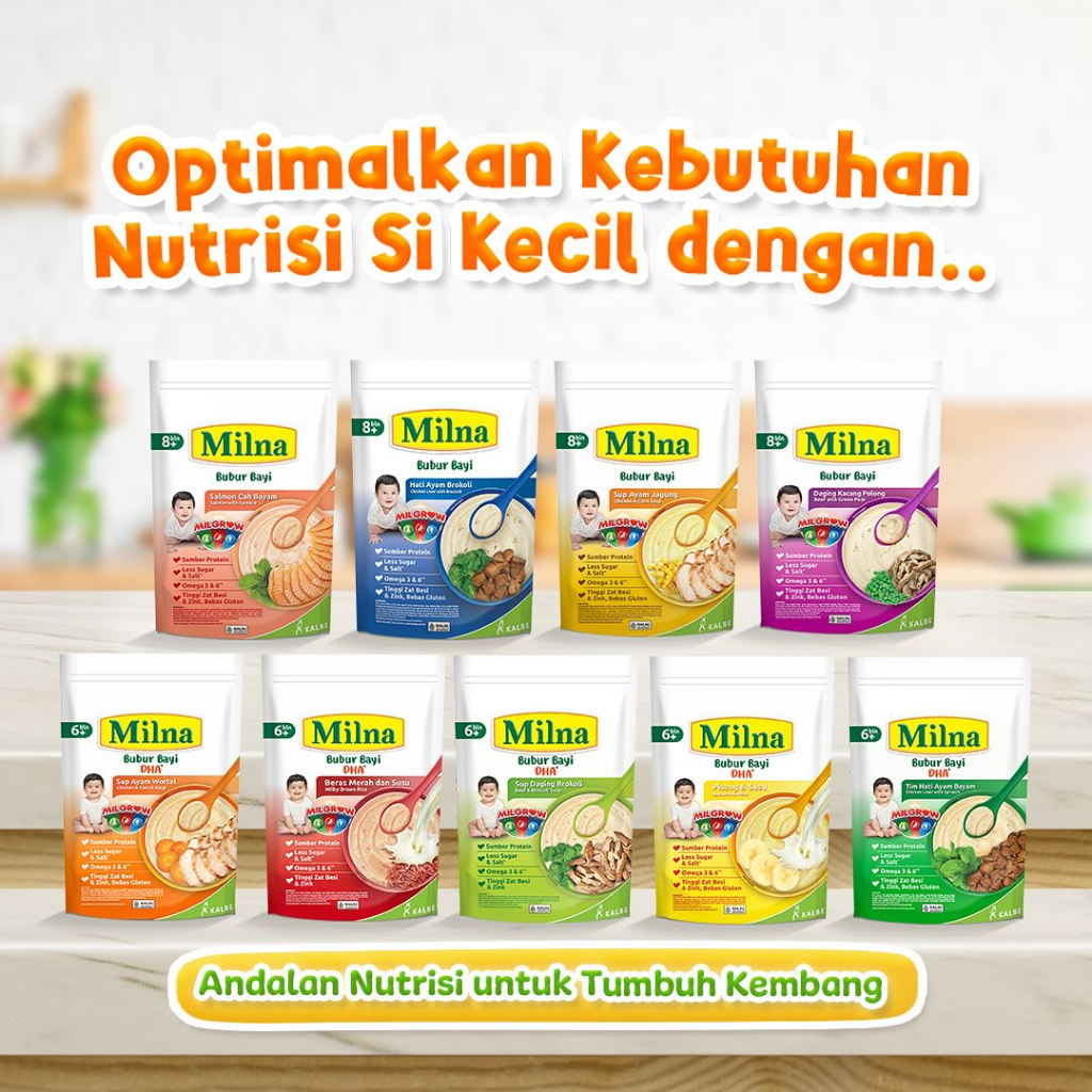 MILNA Bubur Bayi 6+ 120g - MpASI Instan Untuk Bayi Usia 6 Bulan ke Atas