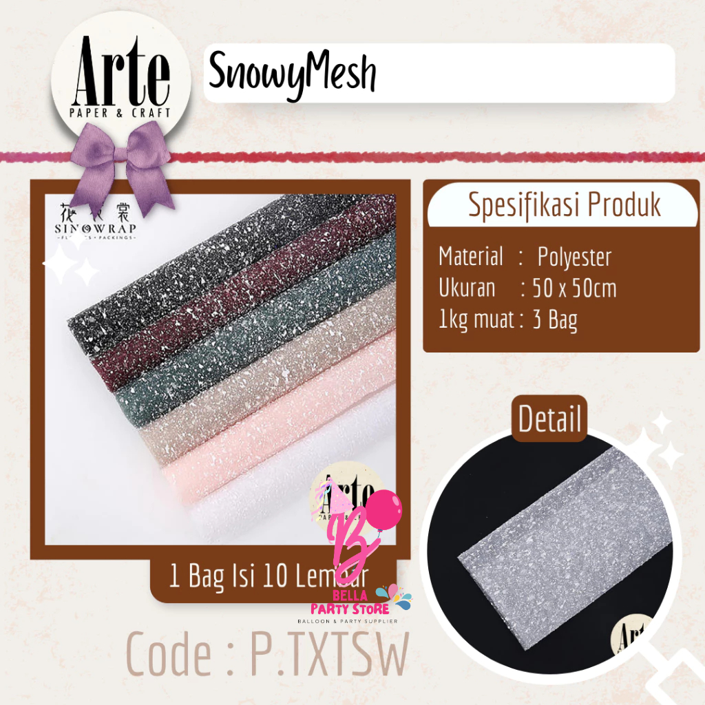 

[isi 10 lembar] kain tile salju snow tile cellophane kertas pembungkus buket wrapping flower import