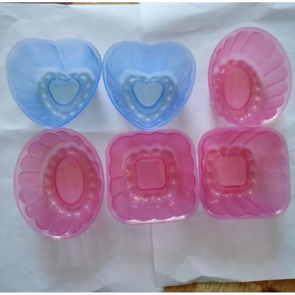 cup jely kotak,love oval isi 12 pcs/ cup puding jelly agar /cetakan puding plastik